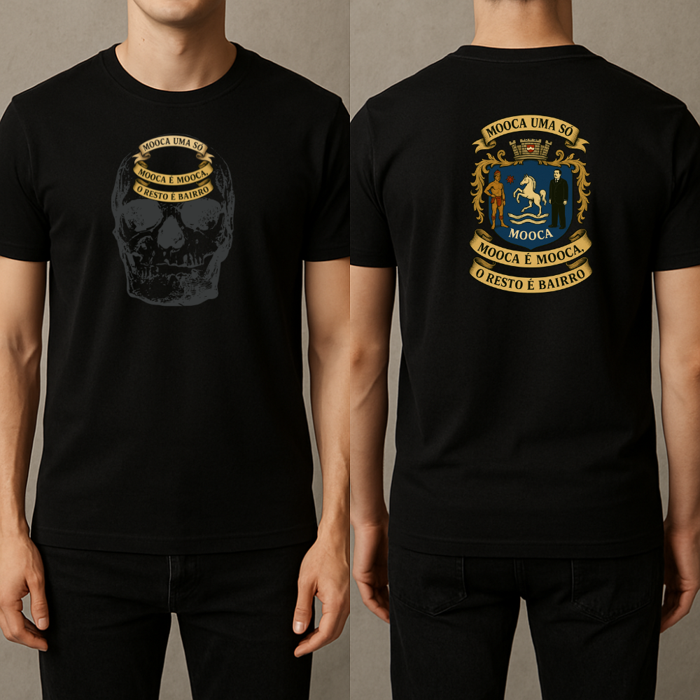 Camiseta Preta com Caveira Mooca Um Aso
